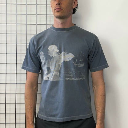 Armani Jeans Grey Blue 90s Scuba Couple Graphic T-Shirt | Medium, Blue