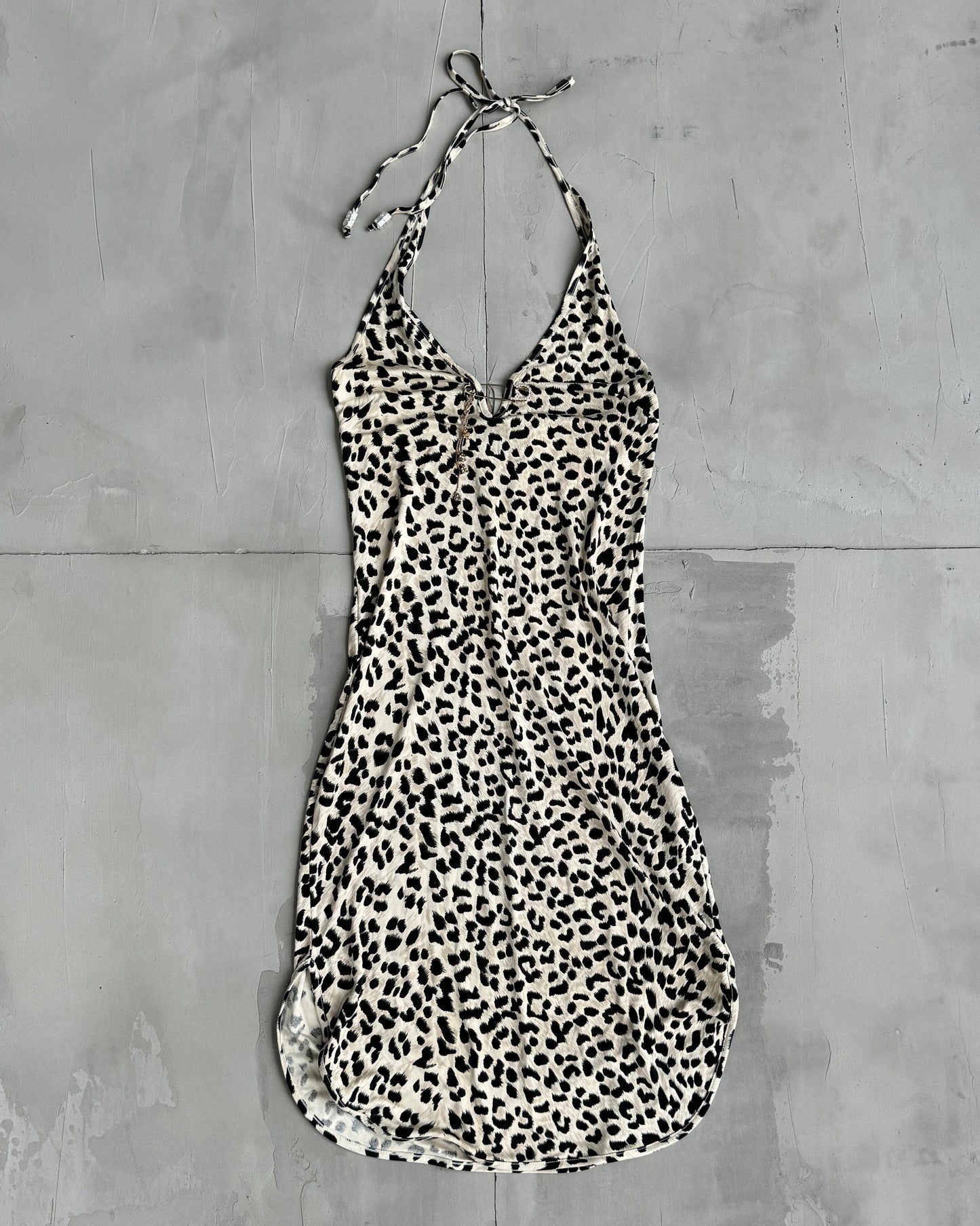 SEE BY CHLOE LEOPARD PRINT HALTER NECK DRESS - M