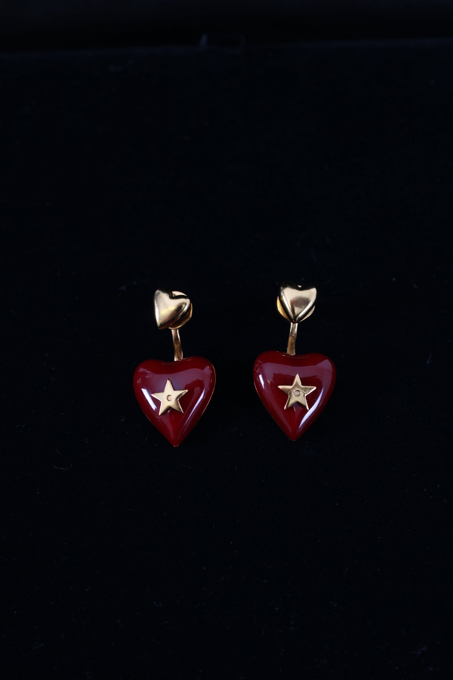 Christian Dior Heart Drop Earrings Red | Default Title, Gold