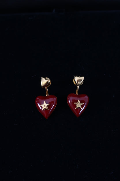 Christian Dior Heart Drop Earrings Red | Default Title, Gold