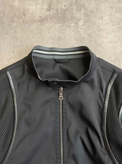 Prada Sport Panelled Mesh Leather Trim Cafe Racer Jacket