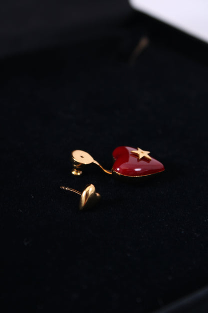 Christian Dior Heart Drop Earrings Red | Default Title, Gold