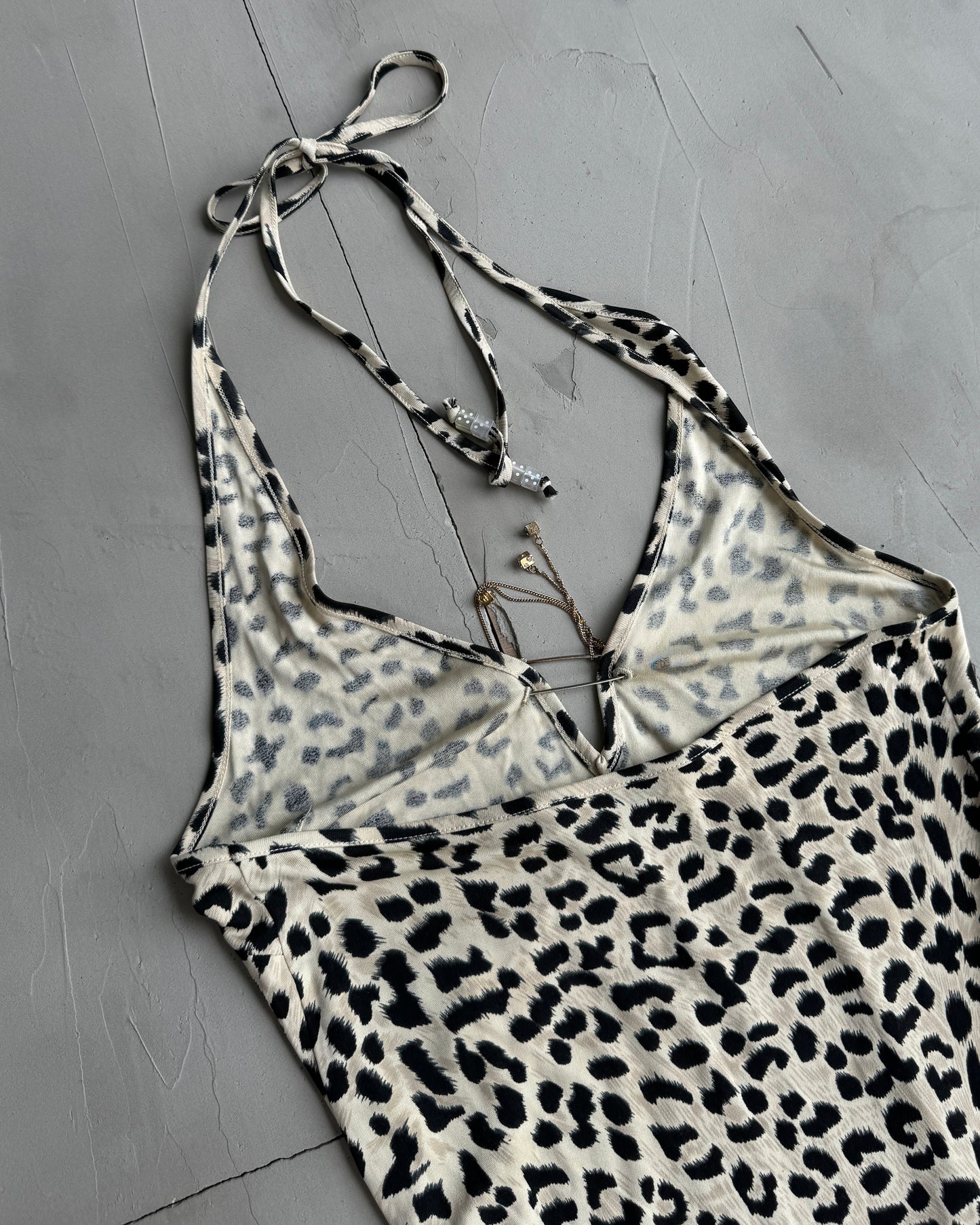SEE BY CHLOE LEOPARD PRINT HALTER NECK DRESS - M | Medium, Multicoloured