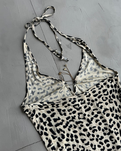 SEE BY CHLOE LEOPARD PRINT HALTER NECK DRESS - M | Medium, Multicoloured