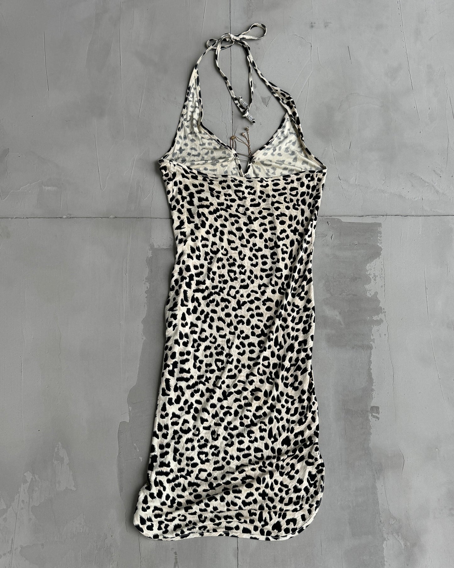 SEE BY CHLOE LEOPARD PRINT HALTER NECK DRESS - M