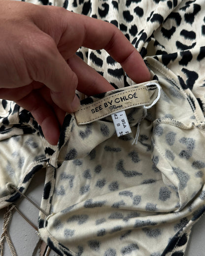 SEE BY CHLOE LEOPARD PRINT HALTER NECK DRESS - M | Medium, Multicoloured