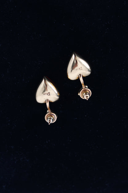 Christian Dior Heart Drop Earrings Red | Default Title, Gold