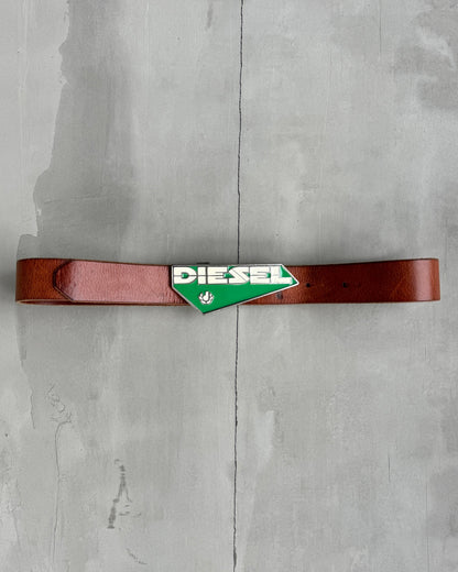 DIESEL LOGO BROWN LEATHER BELT - M | O/S, Brown