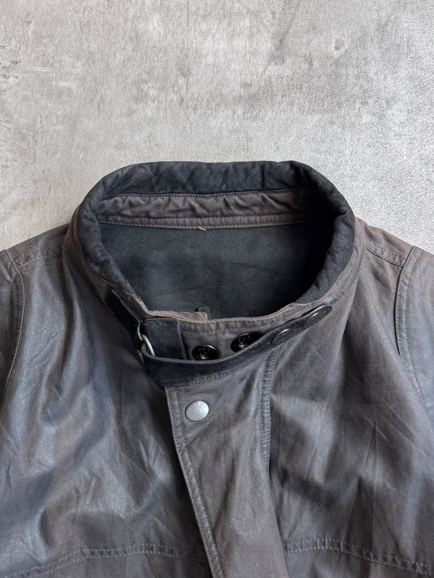 Gucci 4 Pocket Brown Waxed Cafe Racer Jacket
