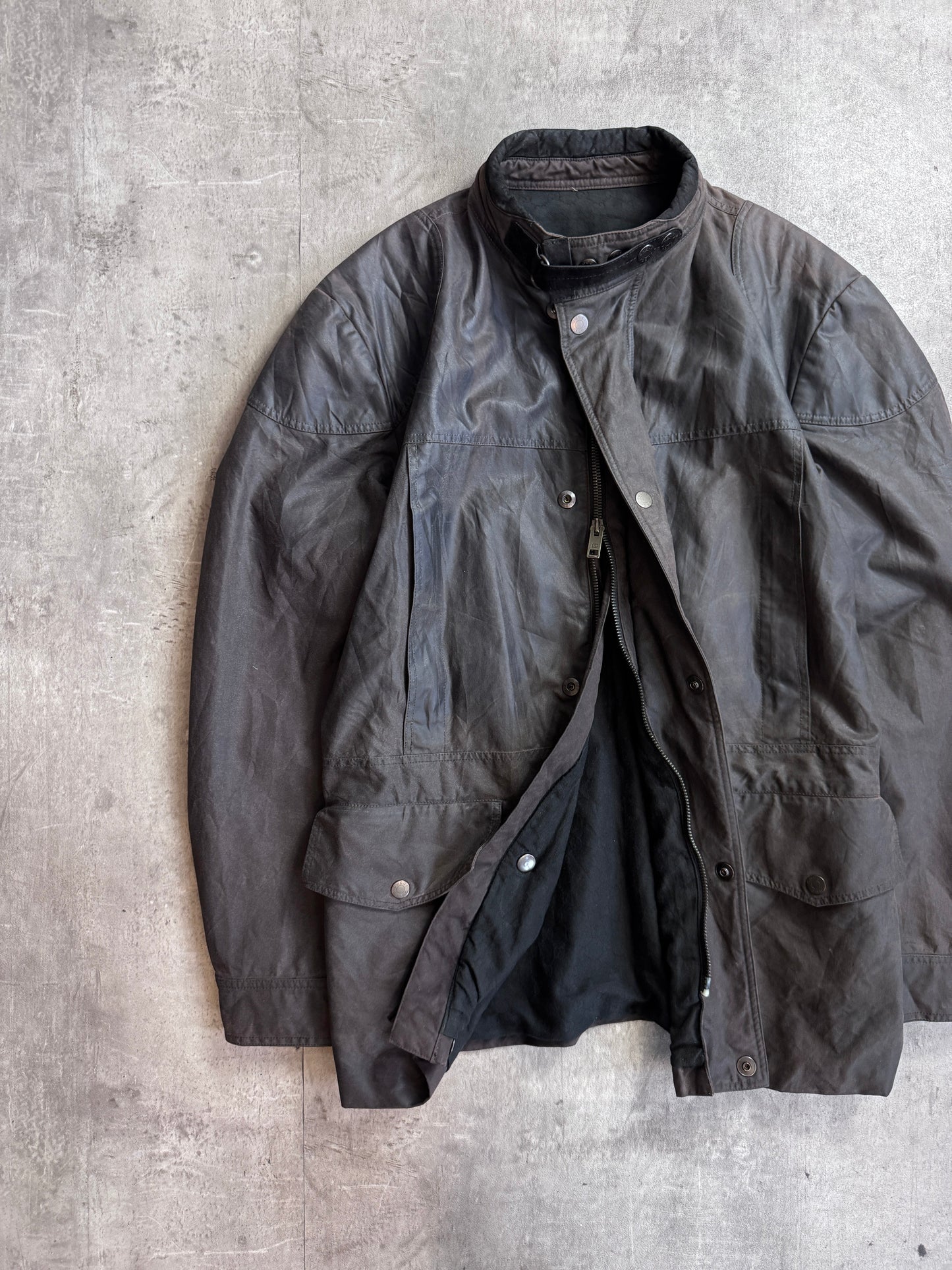 Gucci 4 Pocket Brown Waxed Cafe Racer Jacket