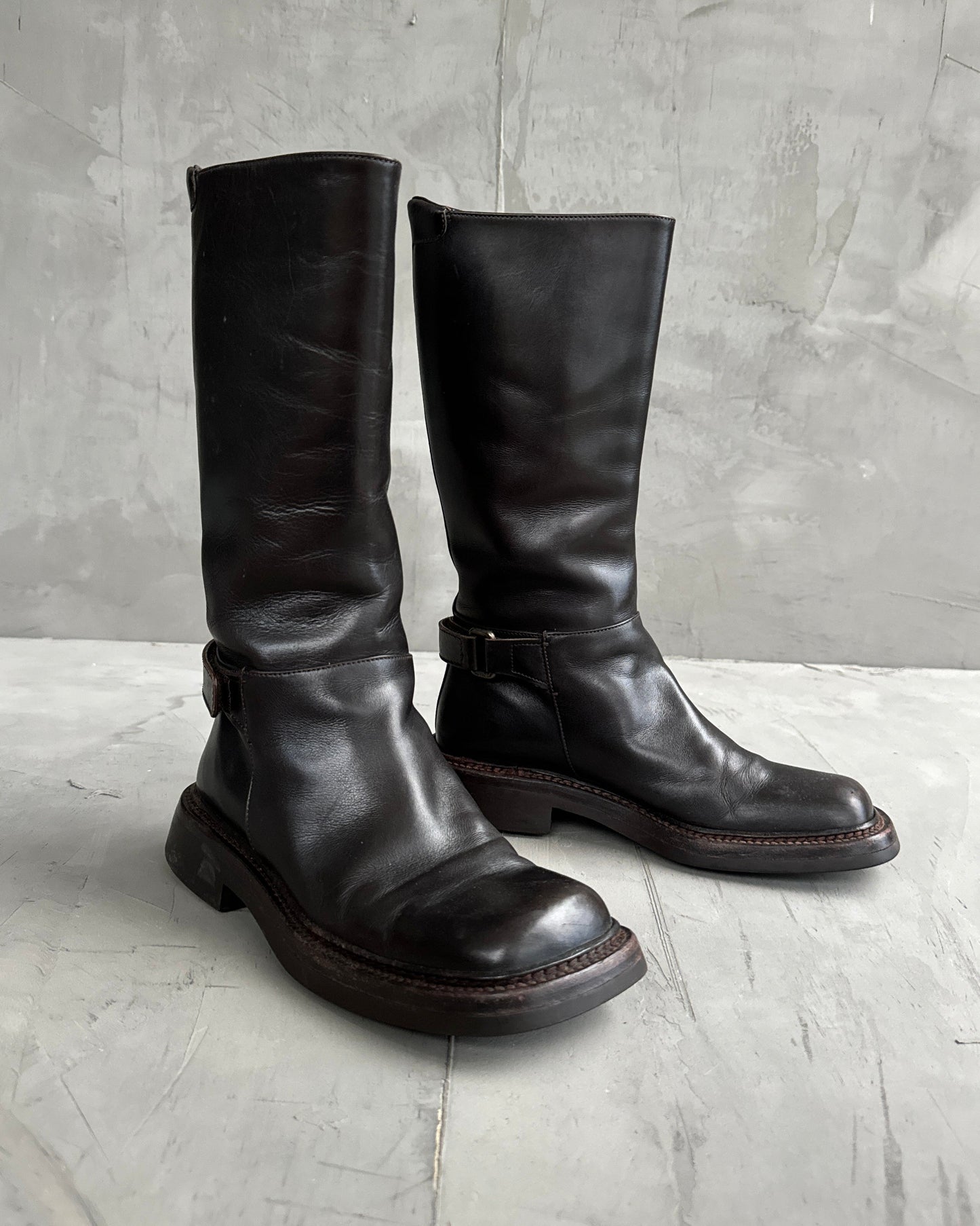 Prada FW 1999 Square Toe Leather Boots - EU 36.5