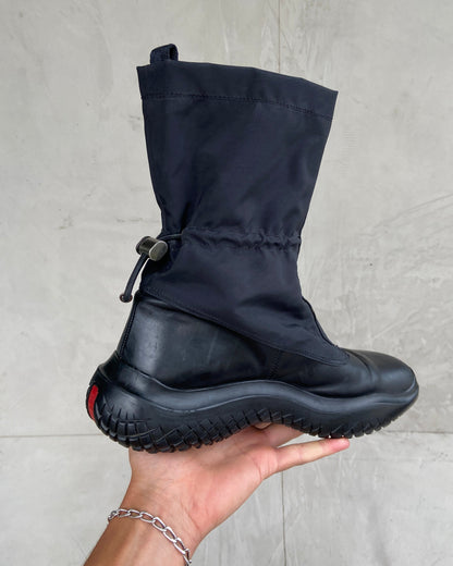 PRADA AW99 VIBRAM LEATHER & NYLON BOOTS - EU 40 / UK 7 | BLACK, Black