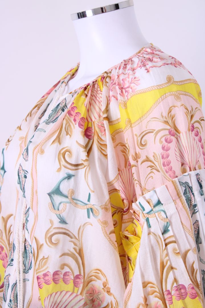 Farm Rio L/S Shell Print Blouse White/ Coral | Default Title, Red