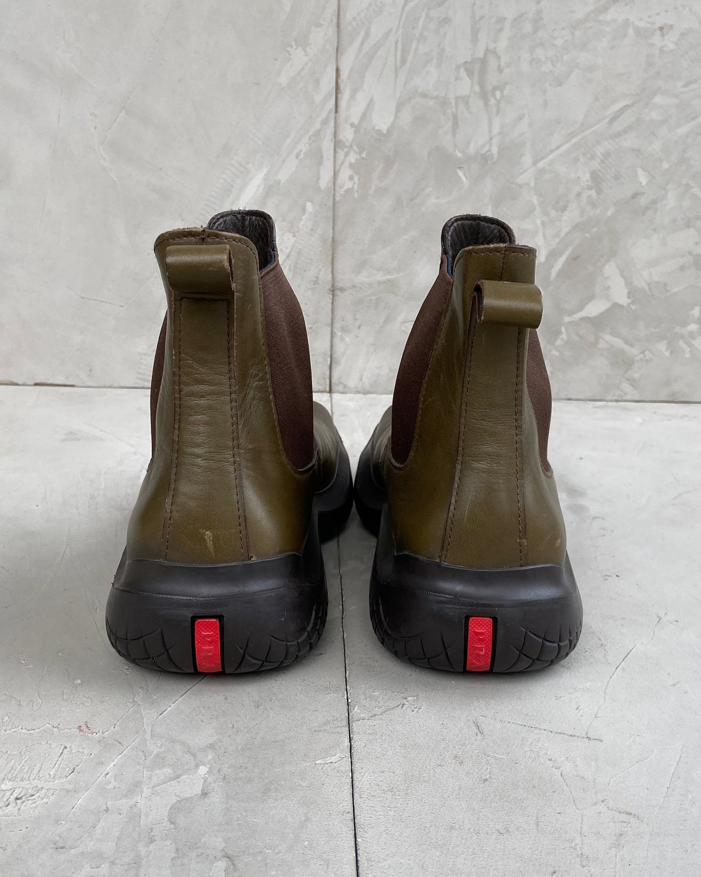 PRADA FW99 VIBRAM SOLE LEATHER BOOTS - UK 9 / EU 43 | GREEN, Green