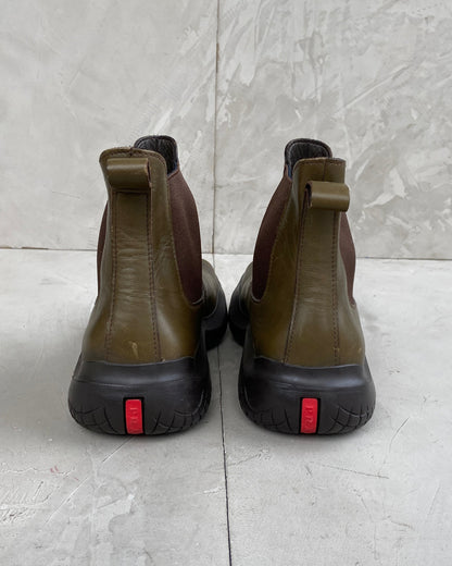 PRADA FW99 VIBRAM SOLE LEATHER BOOTS - UK 9 / EU 43 | GREEN, Green