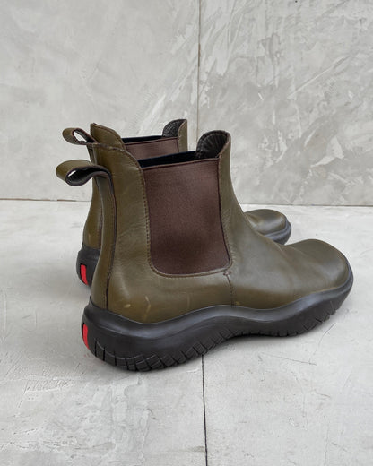 PRADA FW99 VIBRAM SOLE LEATHER BOOTS - UK 9 / EU 43 | GREEN, Green