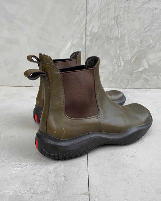 PRADA FW99 VIBRAM SOLE LEATHER BOOTS - UK 9 / EU 43 | GREEN, Green