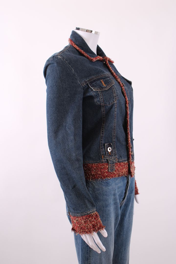 Dolce & Gabbana Tweed Trim Denim Jacket Blue/Red XS | Default Title, Blue