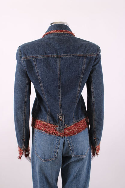 Dolce & Gabbana Tweed Trim Denim Jacket Blue/Red XS | Default Title, Blue