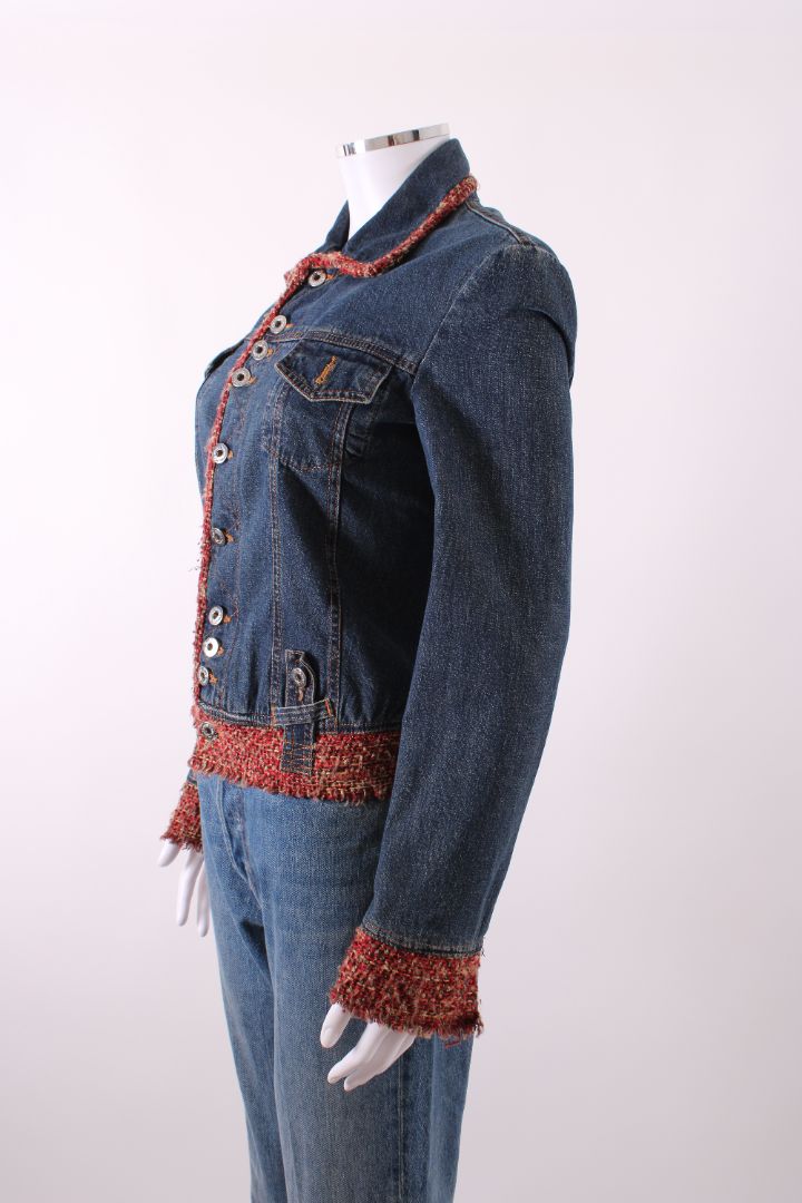Dolce & Gabbana Tweed Trim Denim Jacket Blue/Red XS | Default Title, Blue