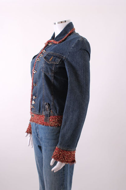 Dolce & Gabbana Tweed Trim Denim Jacket Blue/Red XS | Default Title, Blue