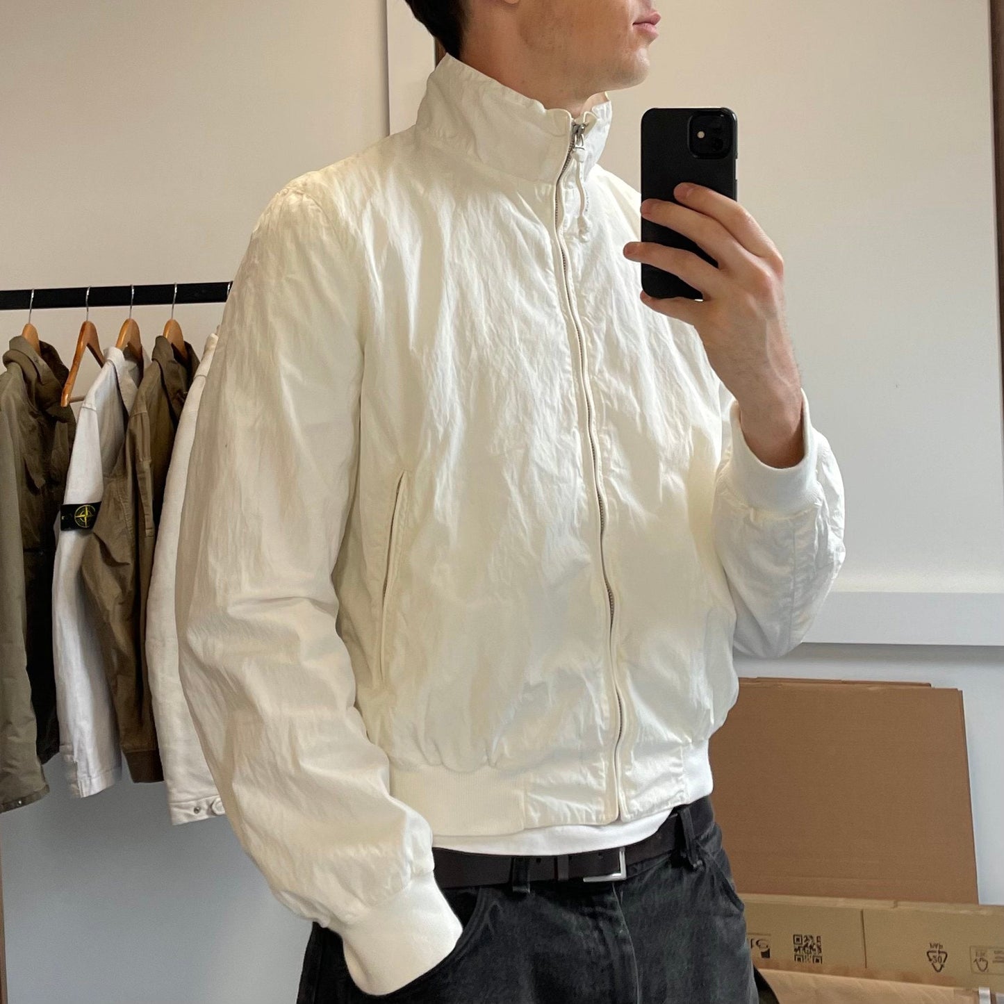 C.P. Company White Shell Bomber Jacket SS04 | Large, Black