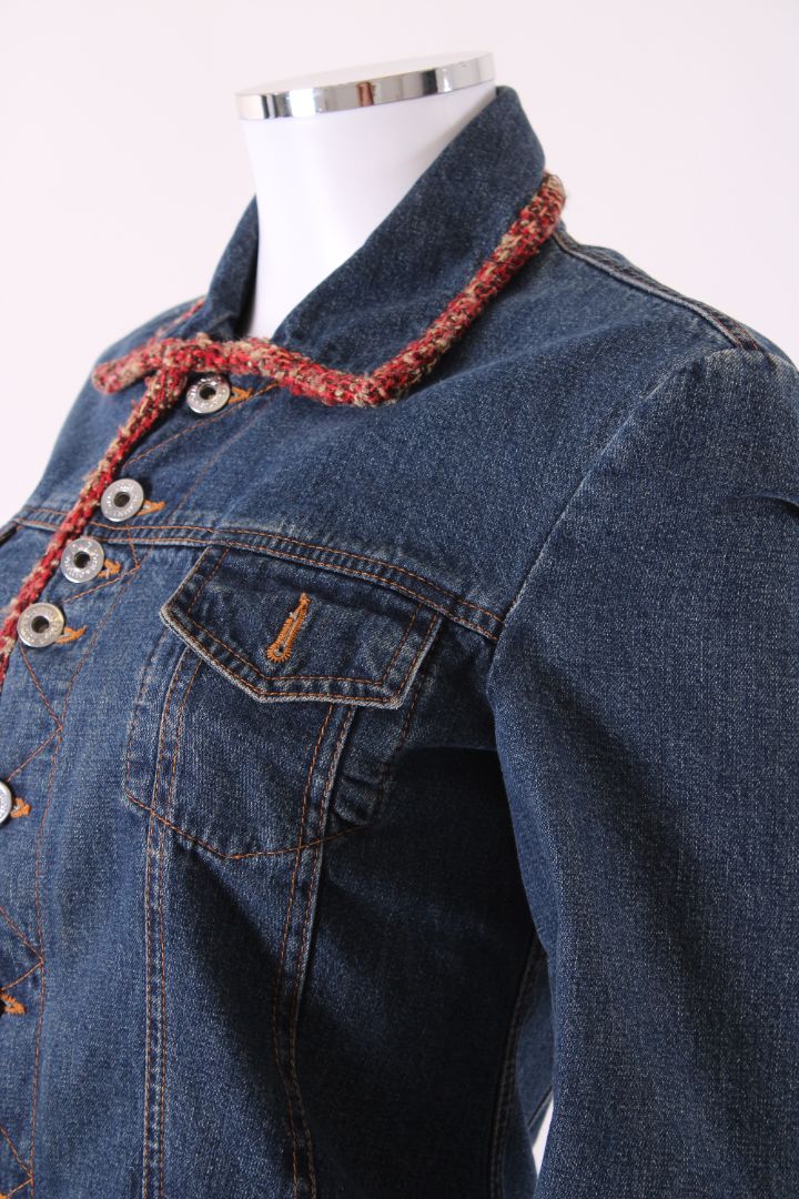 Dolce & Gabbana Tweed Trim Denim Jacket Blue/Red XS | Default Title, Blue