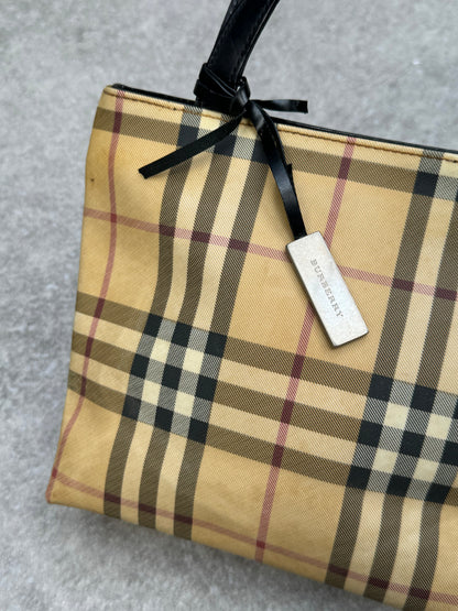 Burberry Nova Check Canvas Leather Mini Top-Handle