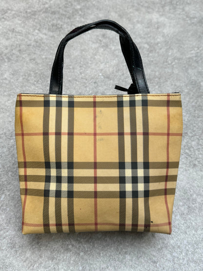 Burberry Nova Check Canvas Leather Mini Top-Handle