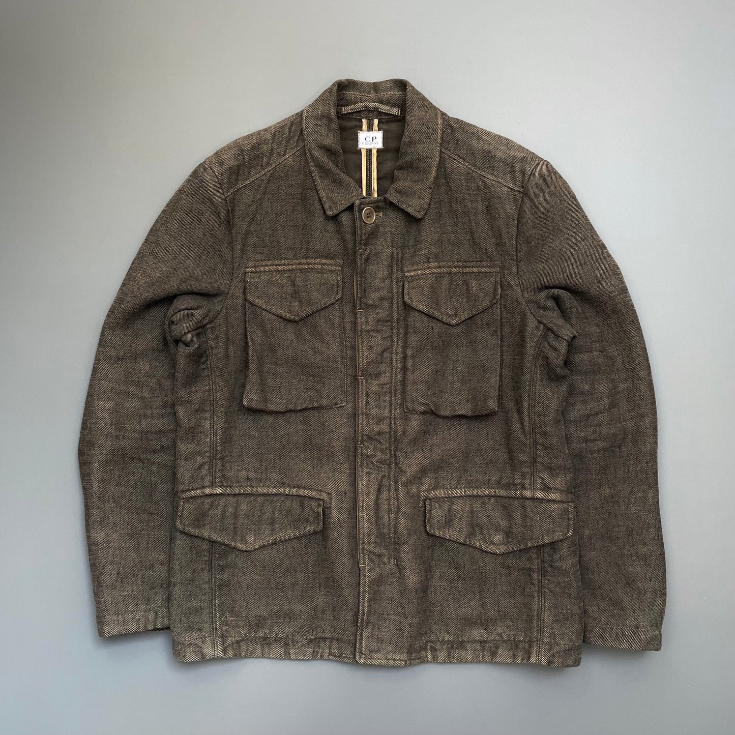C.P. Company Brown AW07 Lino Flax Linen Field Jacket Blazer | Large, Brown