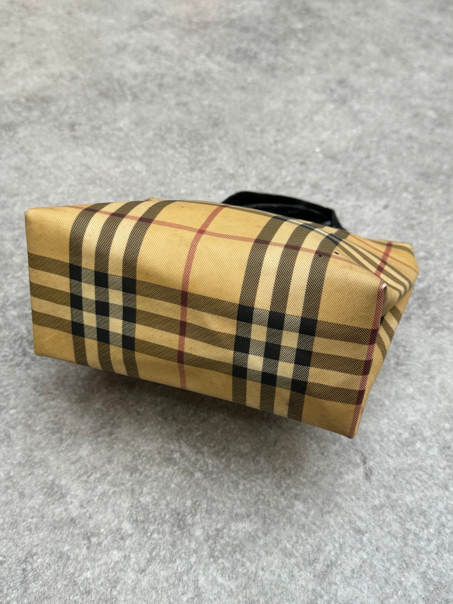 Burberry Nova Check Canvas Leather Mini Top-Handle