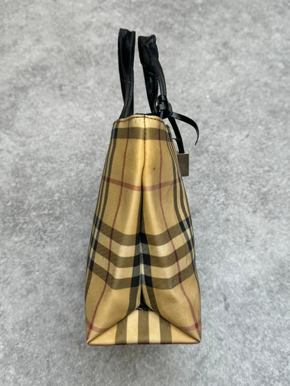 Burberry Nova Check Canvas Leather Mini Top-Handle