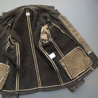 C.P. Company Brown AW07 Lino Flax Linen Field Jacket Blazer | Large, Brown