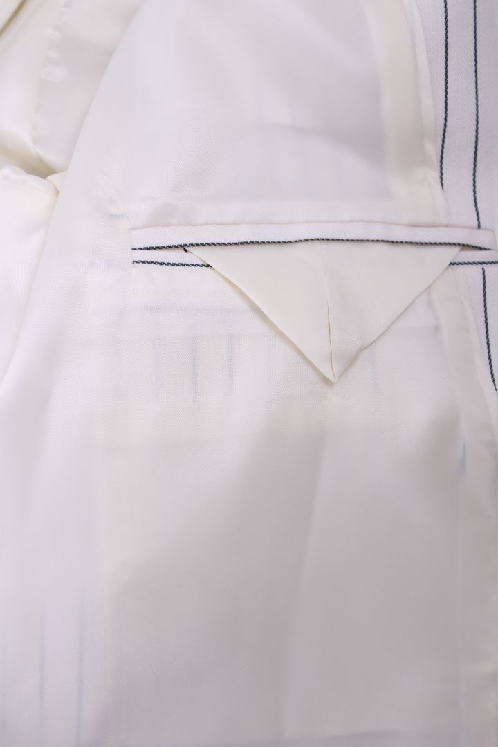 Levate Room Graham Pinstripe Blazer White/ Black 40 | Default Title, Multicoloured