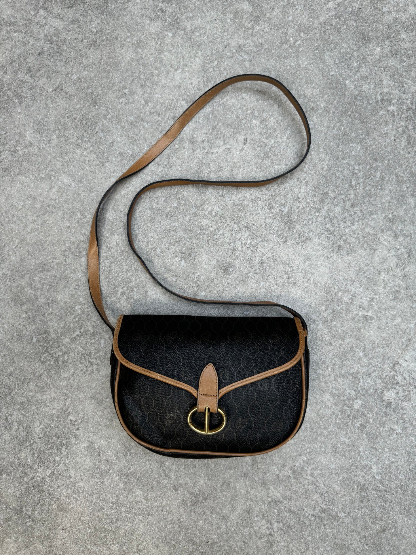 Vintage Christian Dior Honeycomb Logo Canvas Crossbody