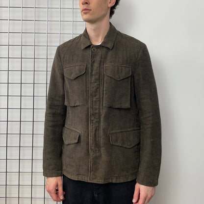 C.P. Company Brown AW07 Lino Flax Linen Field Jacket Blazer | Large, Brown