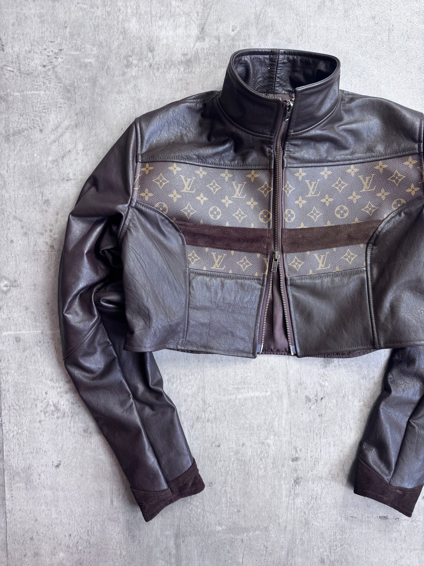 VT Rework: Louis Vuitton Monogram Brown Cropped Leather Jacket