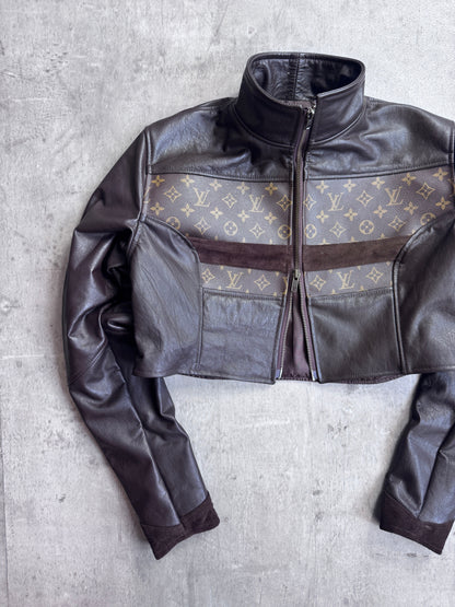 VT Rework: Louis Vuitton Monogram Brown Cropped Leather Jacket