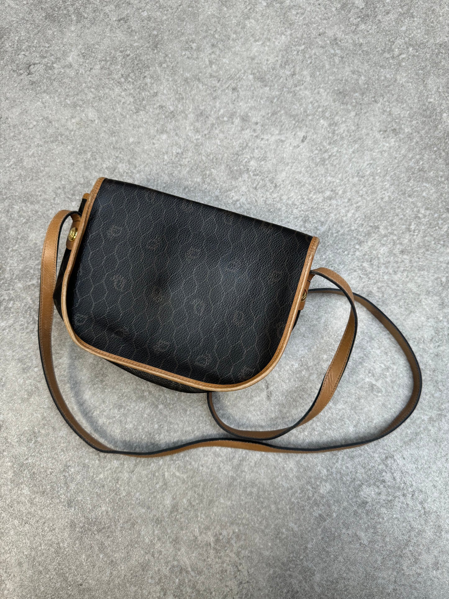 Vintage Christian Dior Honeycomb Logo Canvas Crossbody