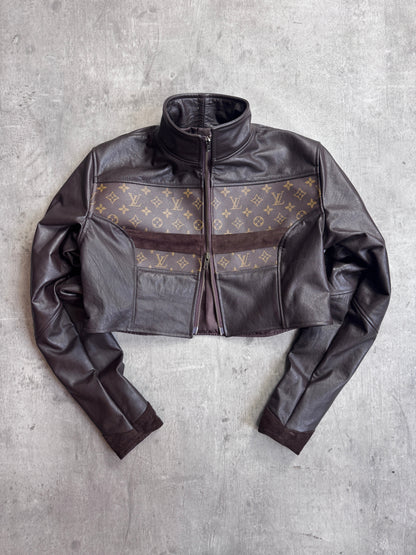 VT Rework: Louis Vuitton Monogram Brown Cropped Leather Jacket
