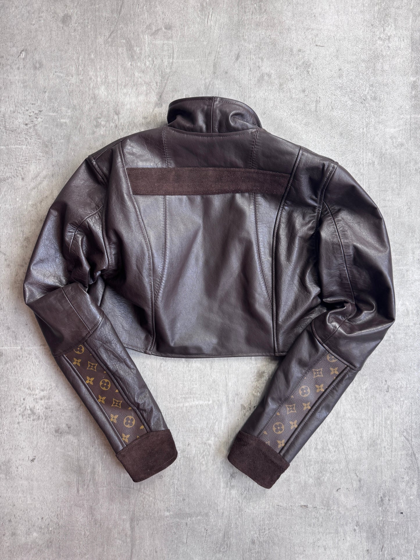 VT Rework: Louis Vuitton Monogram Brown Cropped Leather Jacket