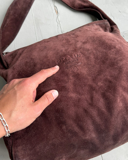 Prada Suede Leather Hobo Bag | O/S, Brown