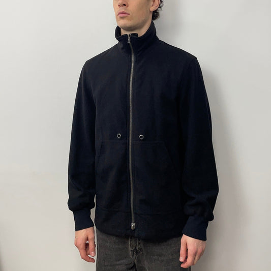 Prada Sport Black 00s Longline Nylon-Lined Wool Jacket | Large, Black