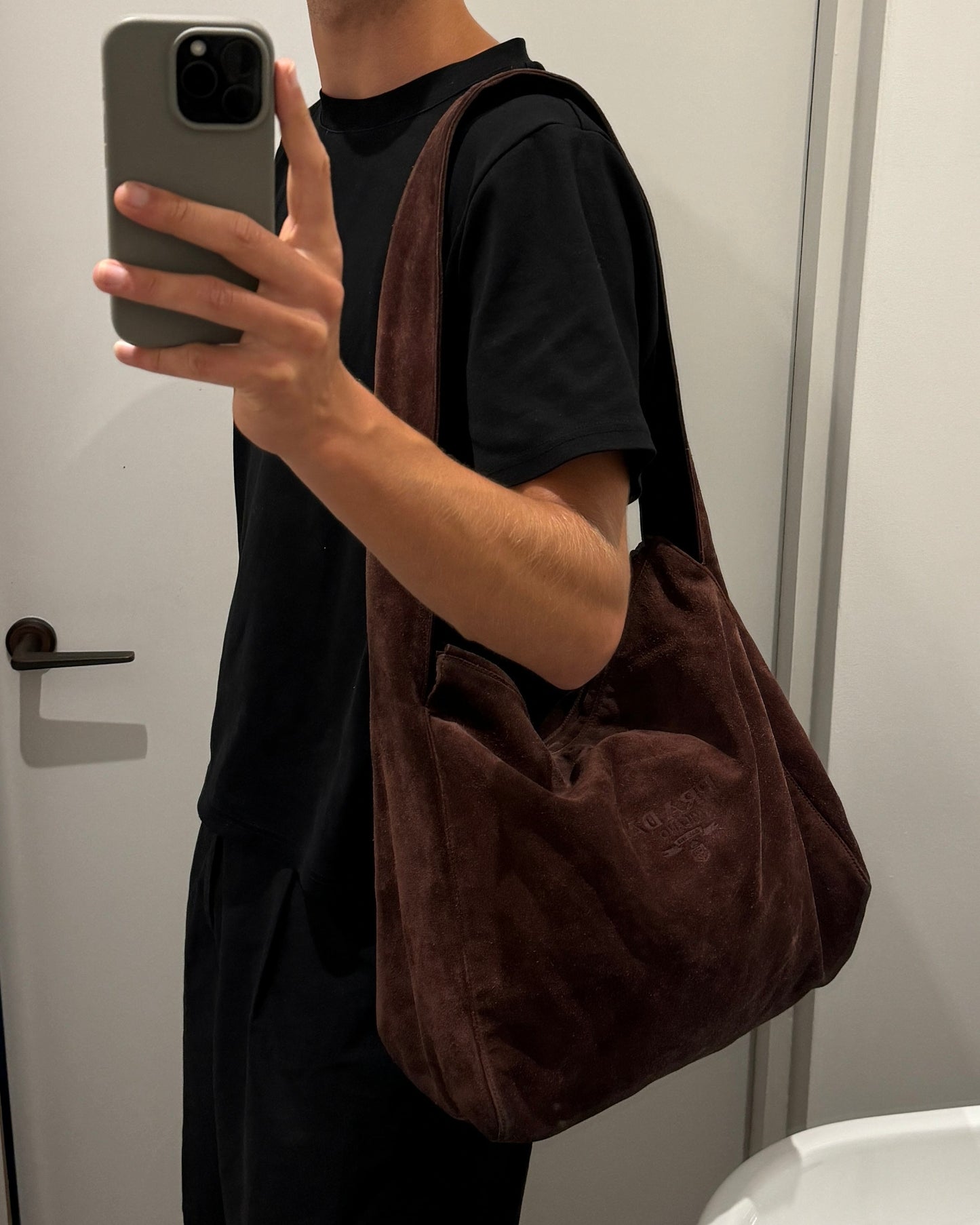 Prada Suede Leather Hobo Bag | O/S, Brown