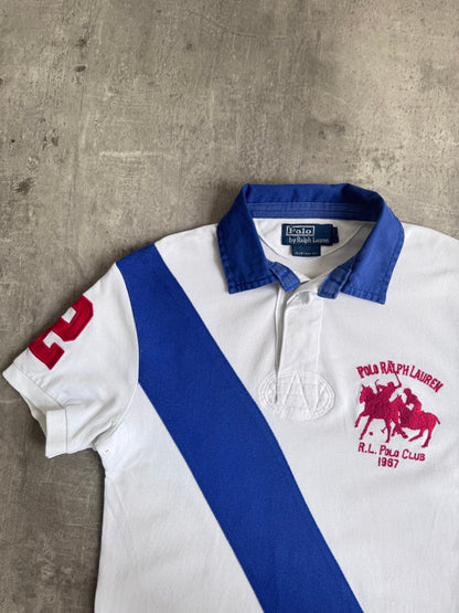 00s Polo Ralph Lauren Two Tone Asymmetrical Polo Shirt