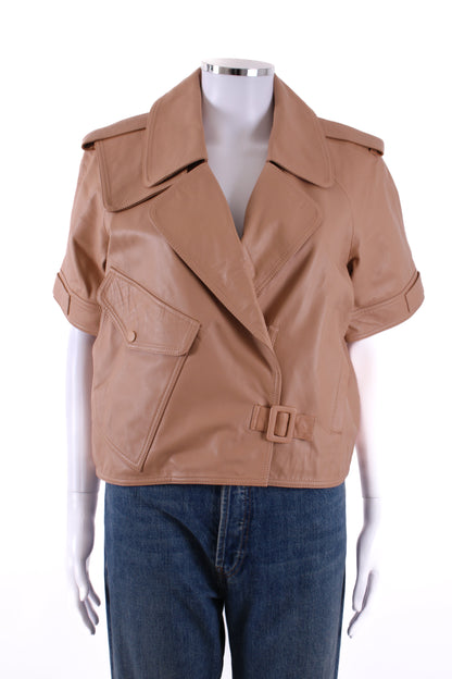 Max & Moi Cropped Biker Jacket Nude 8 | Default Title, Nude