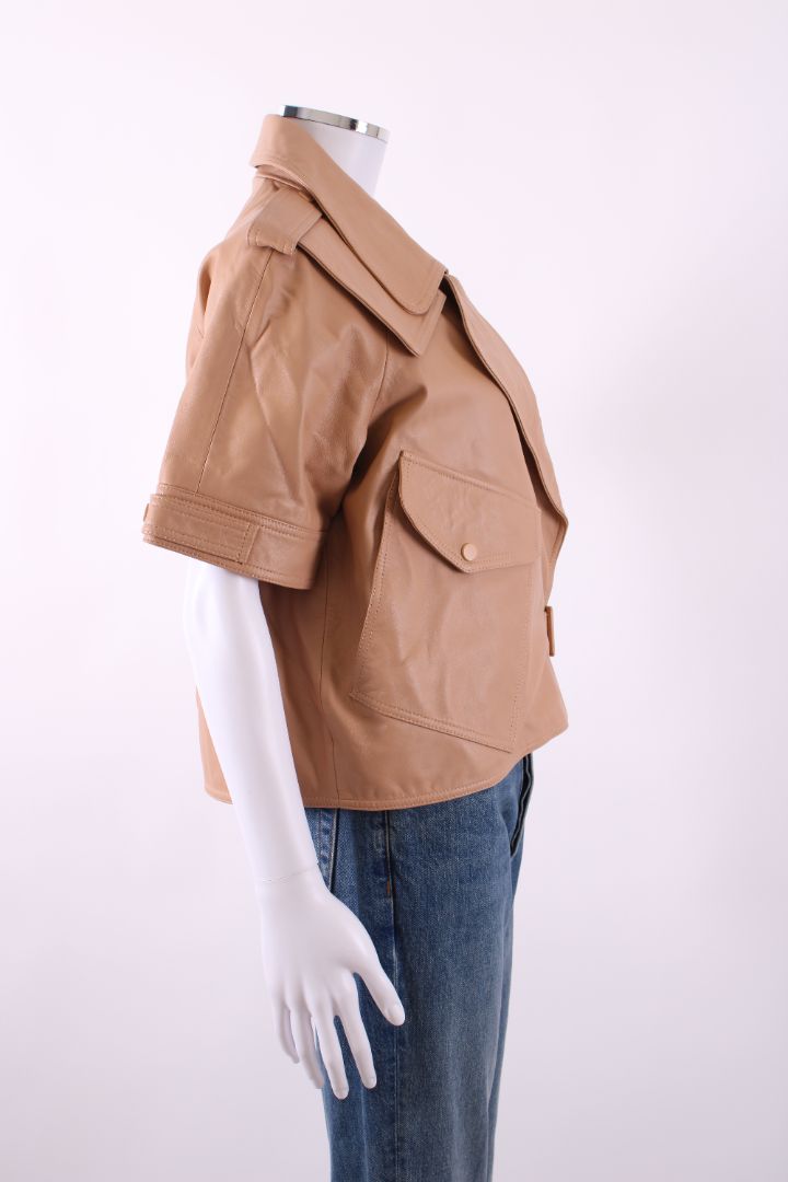 Max & Moi Cropped Biker Jacket Nude 8 | Default Title, Nude