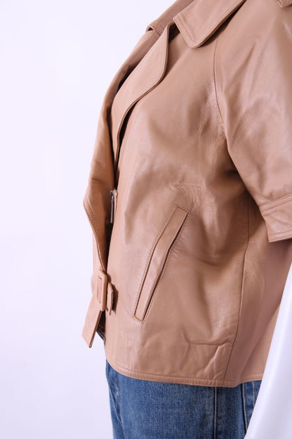 Max & Moi Cropped Biker Jacket Nude 8 | Default Title, Nude
