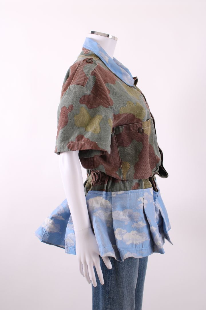 Reimagined by Pinko Peplum Shirt Camo/ Sky Print L | Default Title, Camo