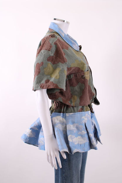 Reimagined by Pinko Peplum Shirt Camo/ Sky Print L | Default Title, Camo
